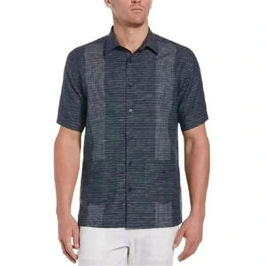 Cubavera Men’s Blue/Gray Linen Cotton Blend Short Sleeve Button Down SZ L